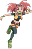 A transparent image of Zoe from Dinosaur King. She runs to the right.