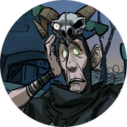 Merasmus from the TF2 Comics, looking worried with their hand by their face.