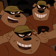 A screenshot of a few Beagle Boys from Ducktales 2017.