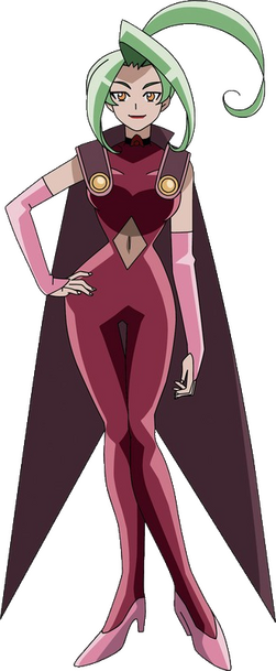 A transparent image of Ursula from Dinosaur King. She stands facing the viewer with a hand on her hip.